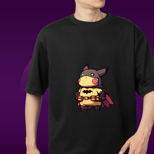 Pikachu Batman Crossover – Anime Superhero Mashup T-Shirt