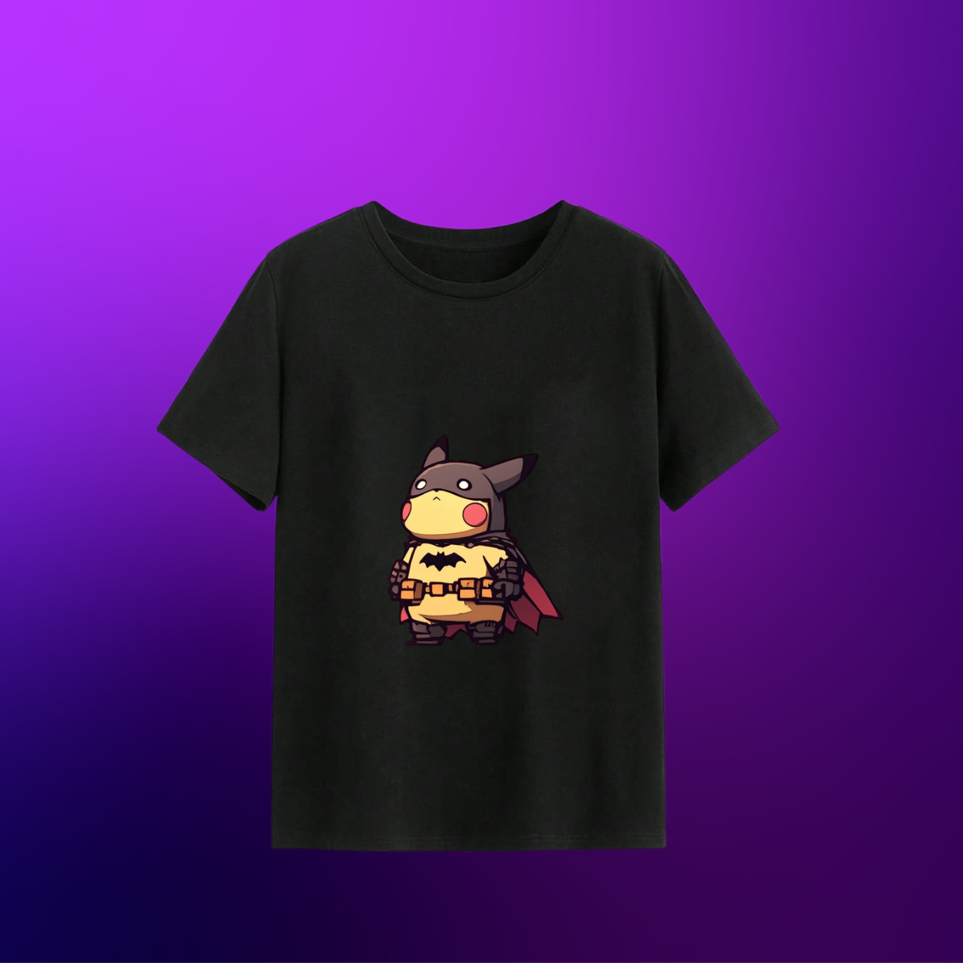 Pikachu Batman Crossover – Anime Superhero Mashup T-Shirt