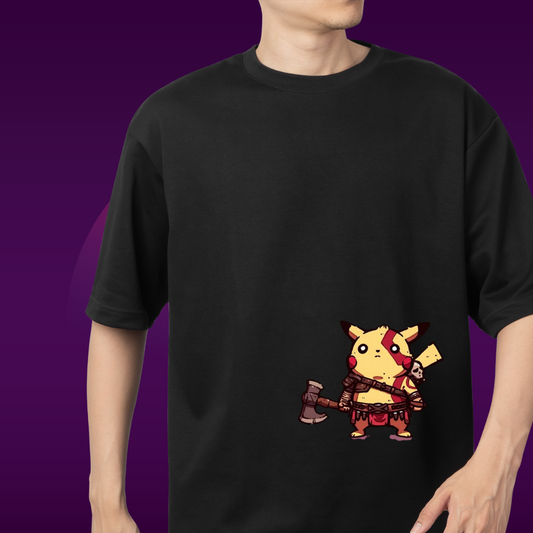 Pikachu Kratos Crossover – God of Thunder & War Graphic T-Shirt