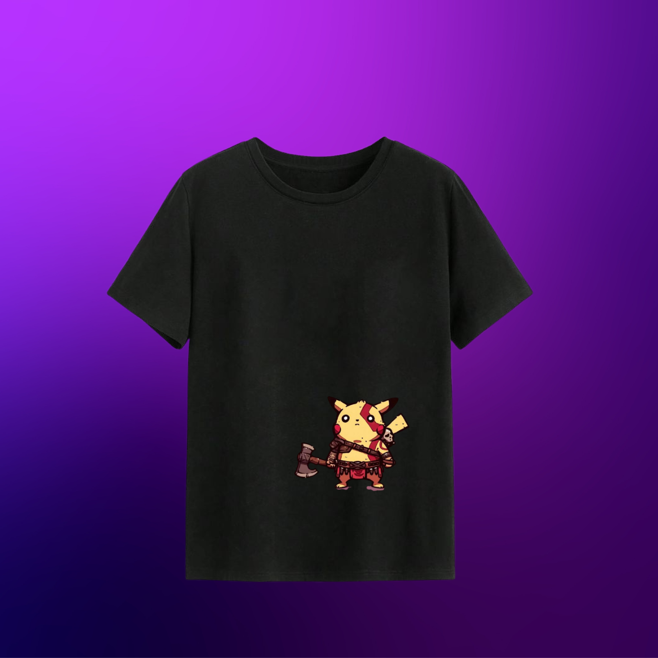 Pikachu Kratos Crossover – God of Thunder & War Graphic T-Shirt