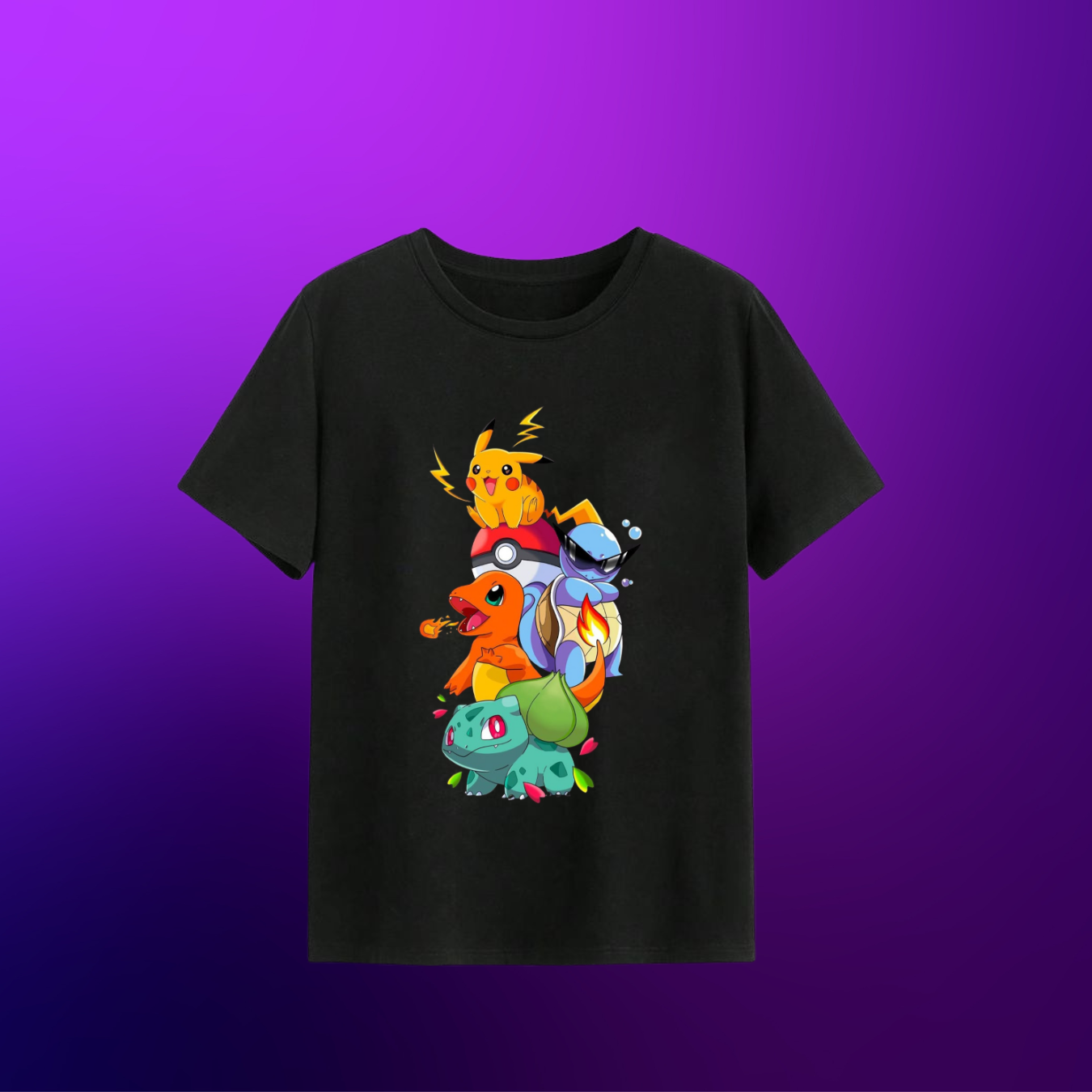 Pokémon Starter Squad – Classic Gen 1 Team Graphic T-Shirt
