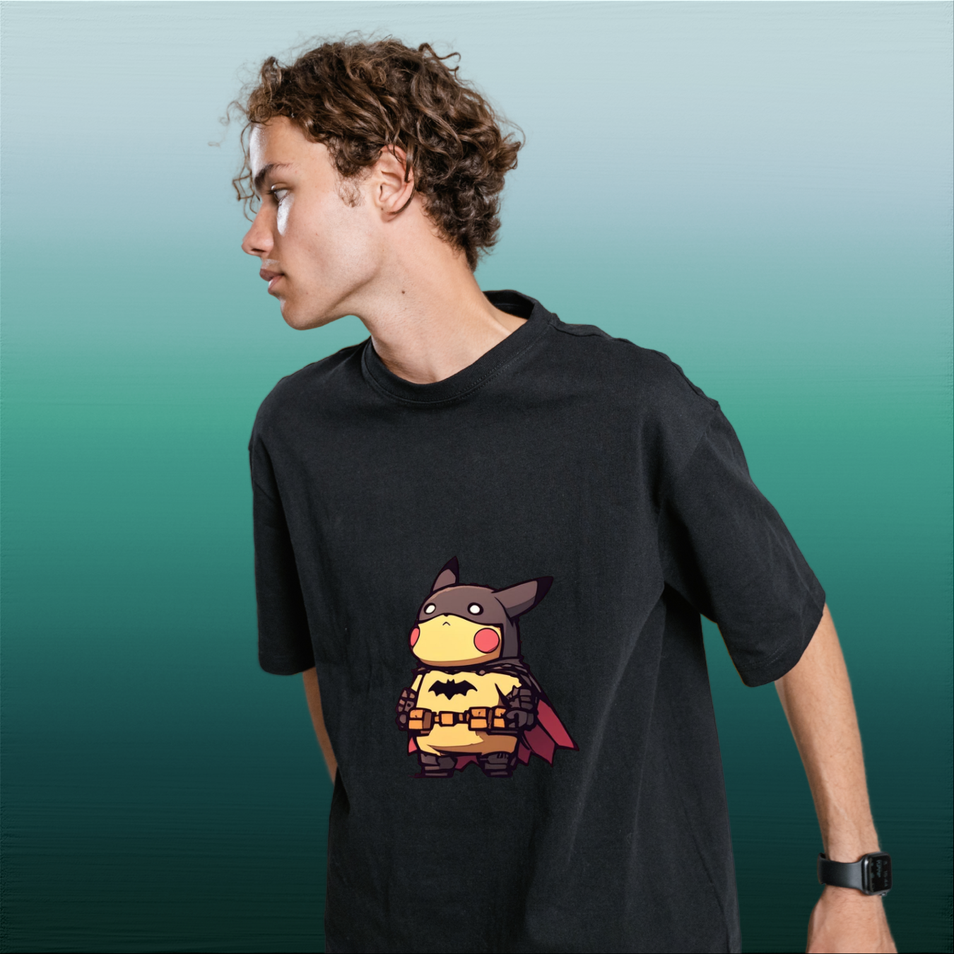 Pikachu Batman Crossover – Anime Superhero Mashup T-Shirt