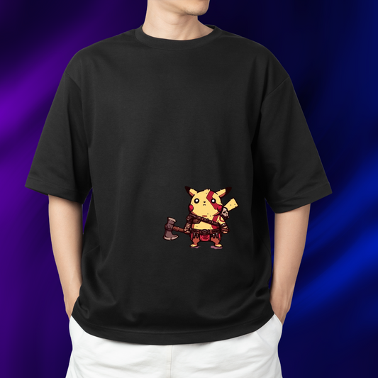 Pikachu Kratos Crossover – God of Thunder & War Graphic T-Shirt